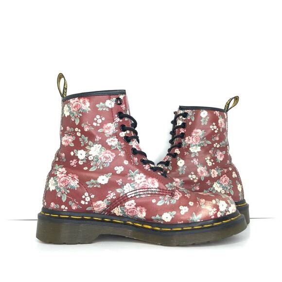 Dr Martens Vintage Rose Burgundy Lace Up Ankle Boots Women’s 6 Shoes - Picture 6 of 13